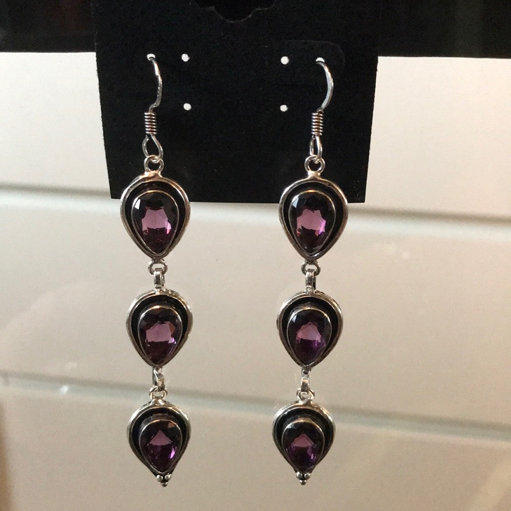 Gorgeous sterling and amethyst dangle earrings